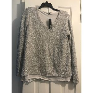 NWT! Apt 9 Grey Sparkly layered sweater